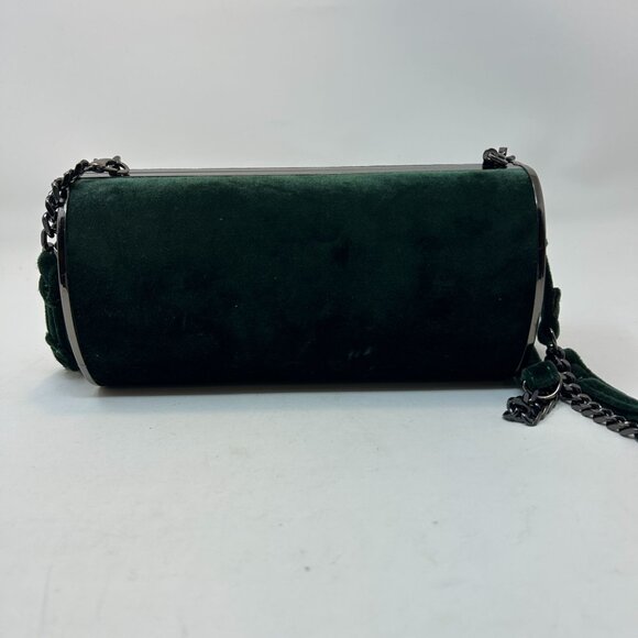 Topshop Velvet Cylinder Evening Bag Crossbody Tube Clutch w/ Chain Strap - Picture 6 of 14